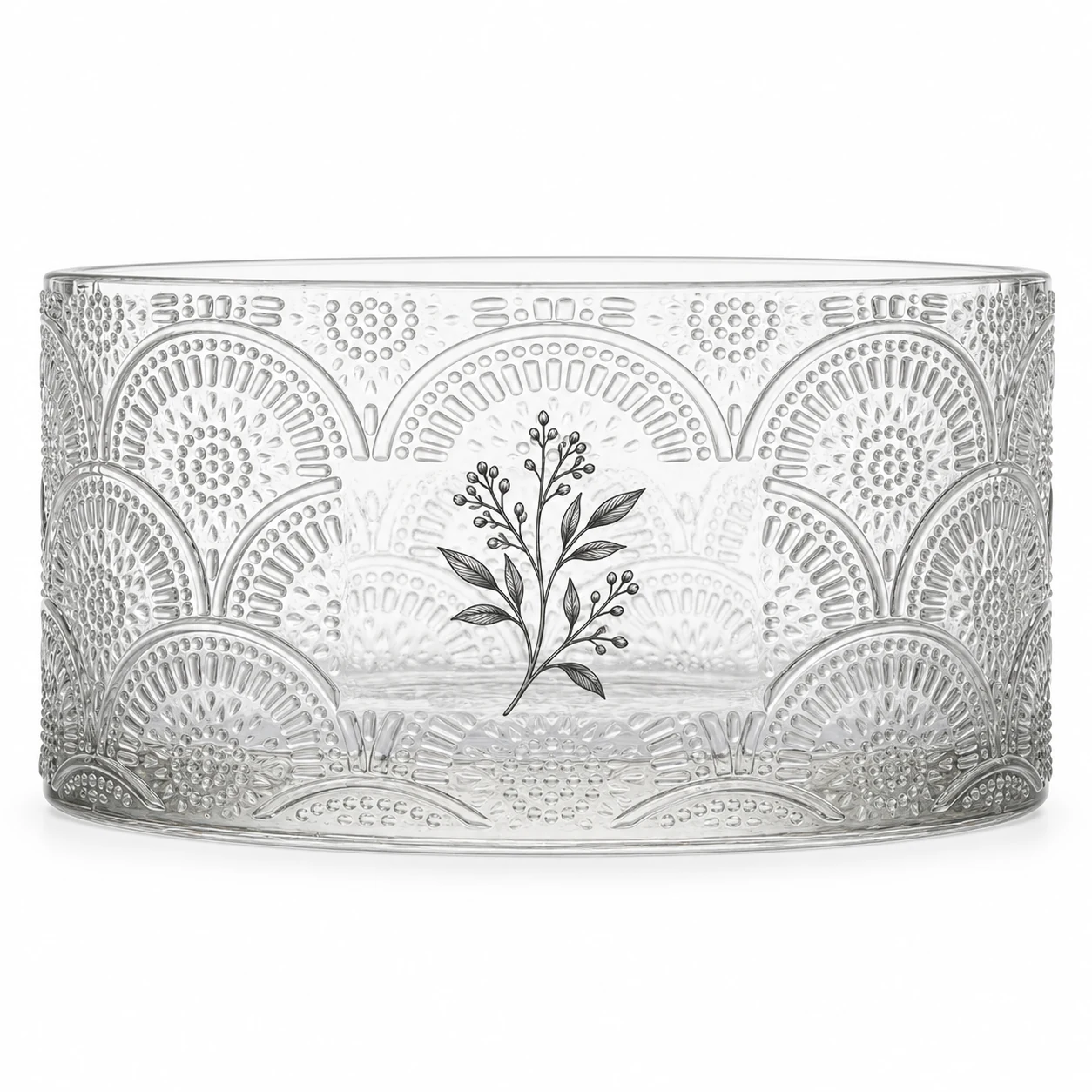 1050ml Fan-Pattern Glass Candle Jar (VSS-CJ-047) — screen printing