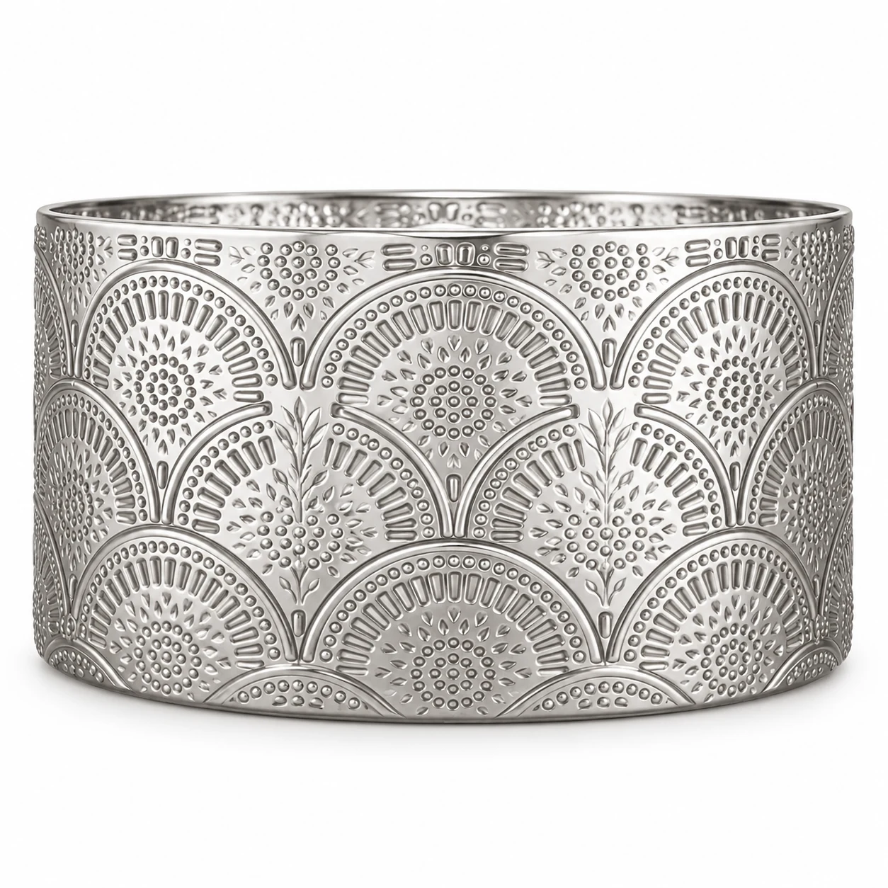 1050ml Fan-Pattern Glass Candle Jar (VSS-CJ-047) — silver engraved