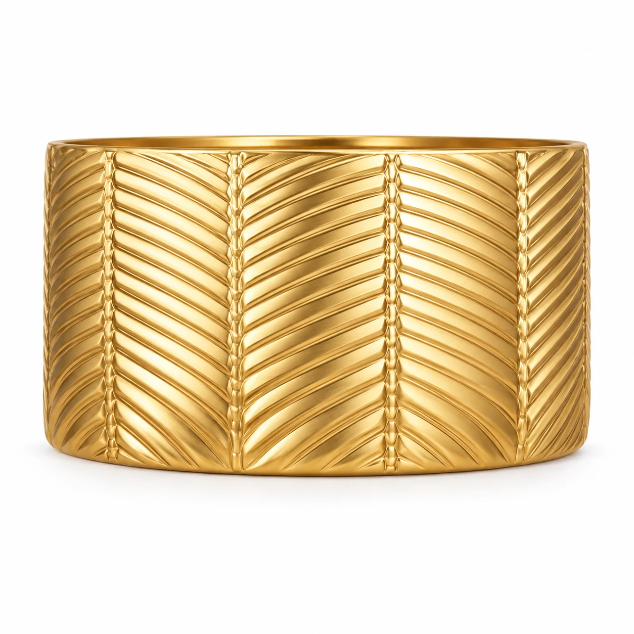 1050ml Chevron-Pattern Glass Candle Jar (VSS-CJ-048) — gold