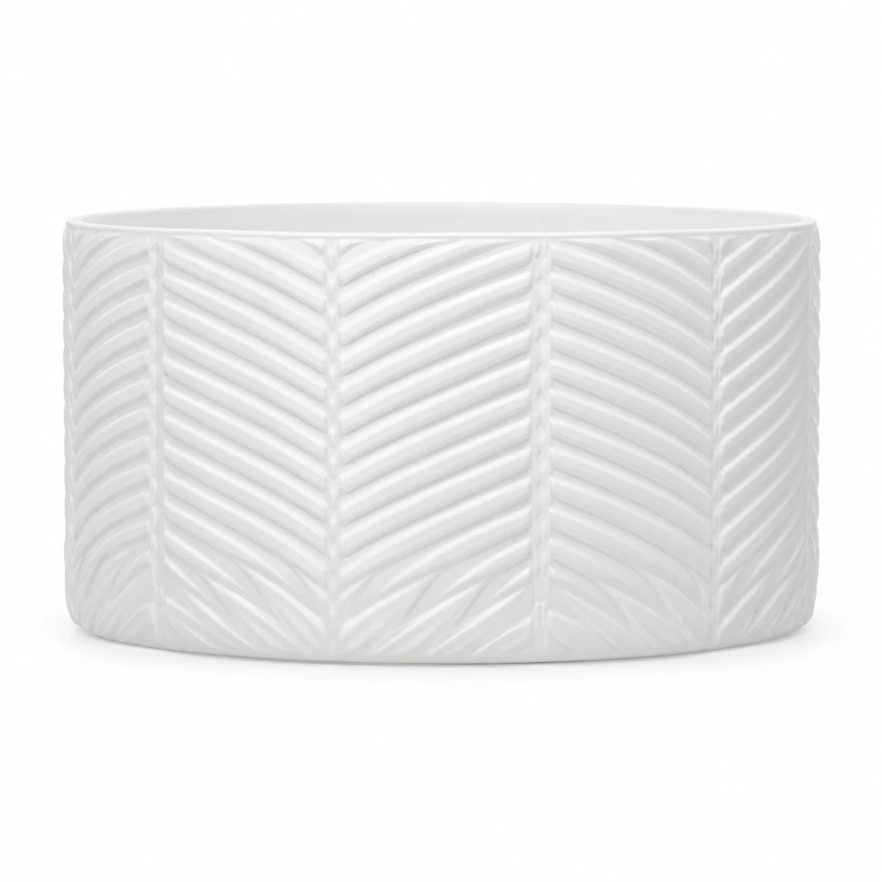 1050ml Chevron-Pattern Glass Candle Jar (VSS-CJ-048) — white
