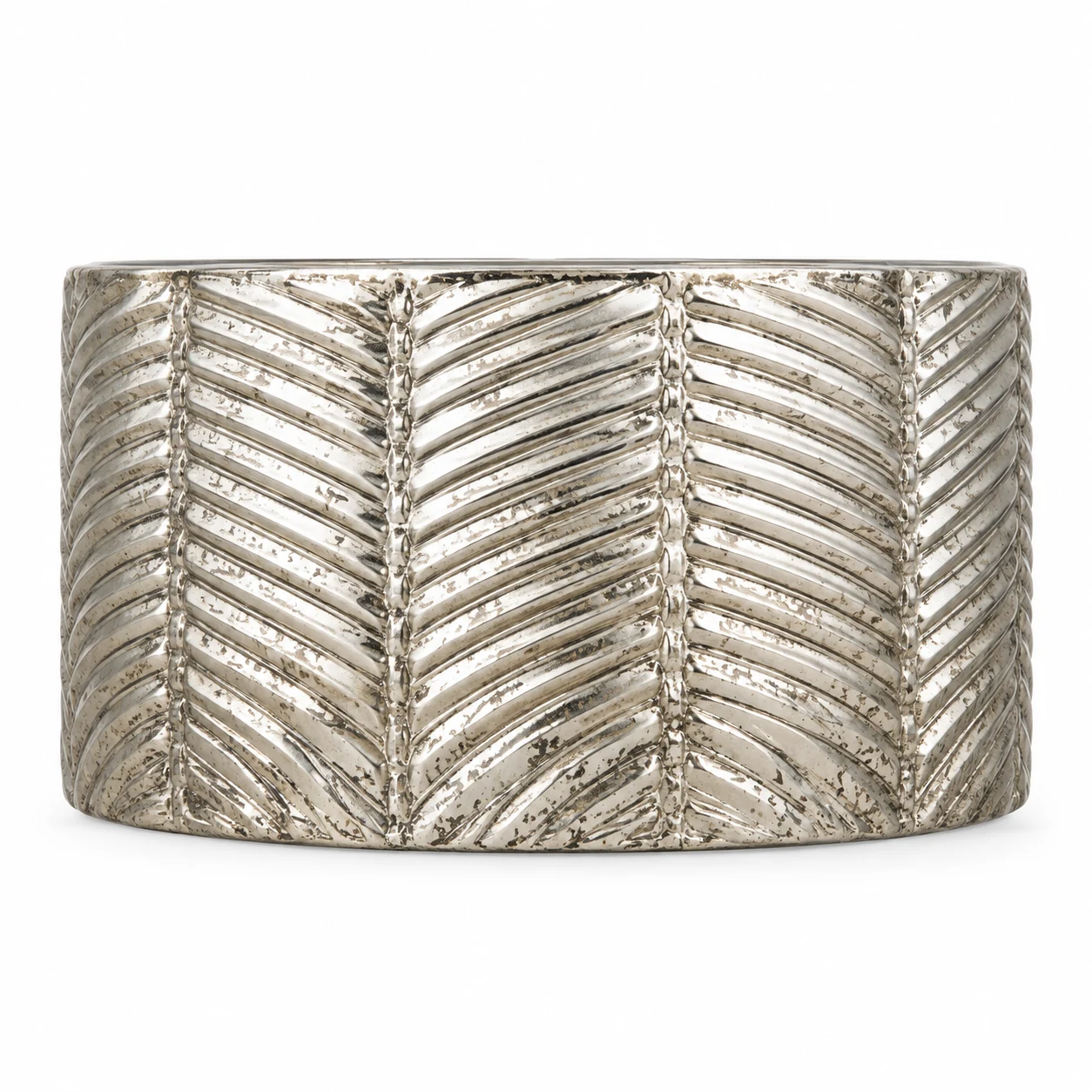 1050ml Chevron-Pattern Glass Candle Jar (VSS-CJ-048) — silver corroded
