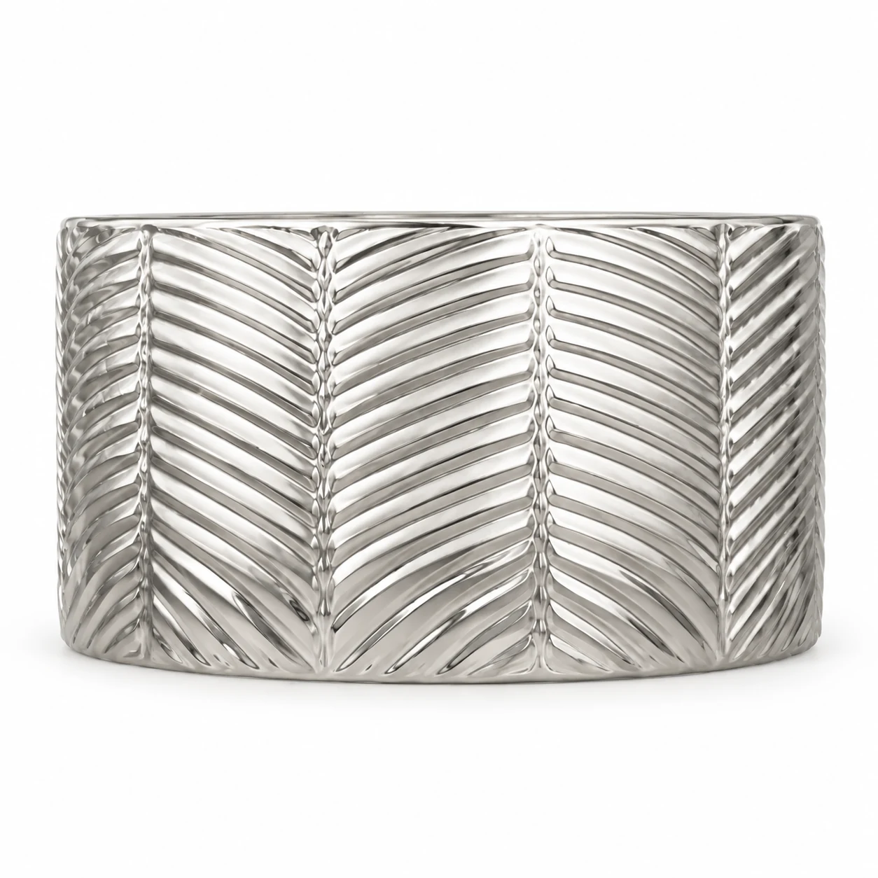 1050ml Chevron-Pattern Glass Candle Jar (VSS-CJ-048) — silver engraved