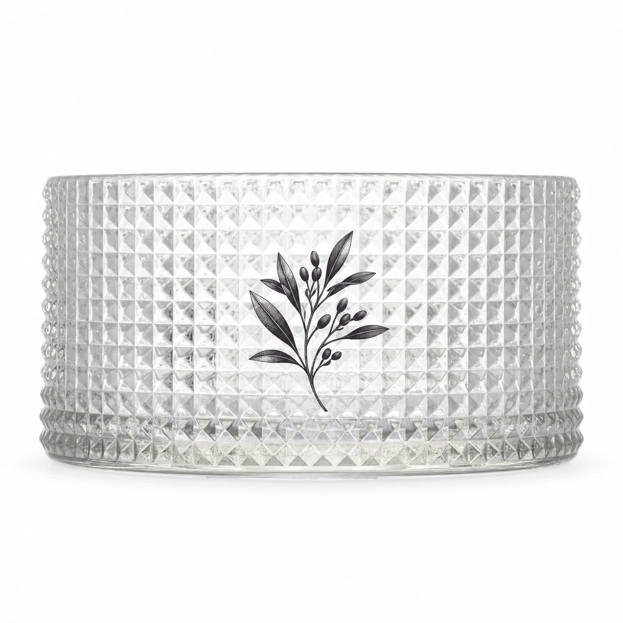 1050ml Diamond-Pattern Glass Candle Jar (VSS-CJ-049) — screen printing
