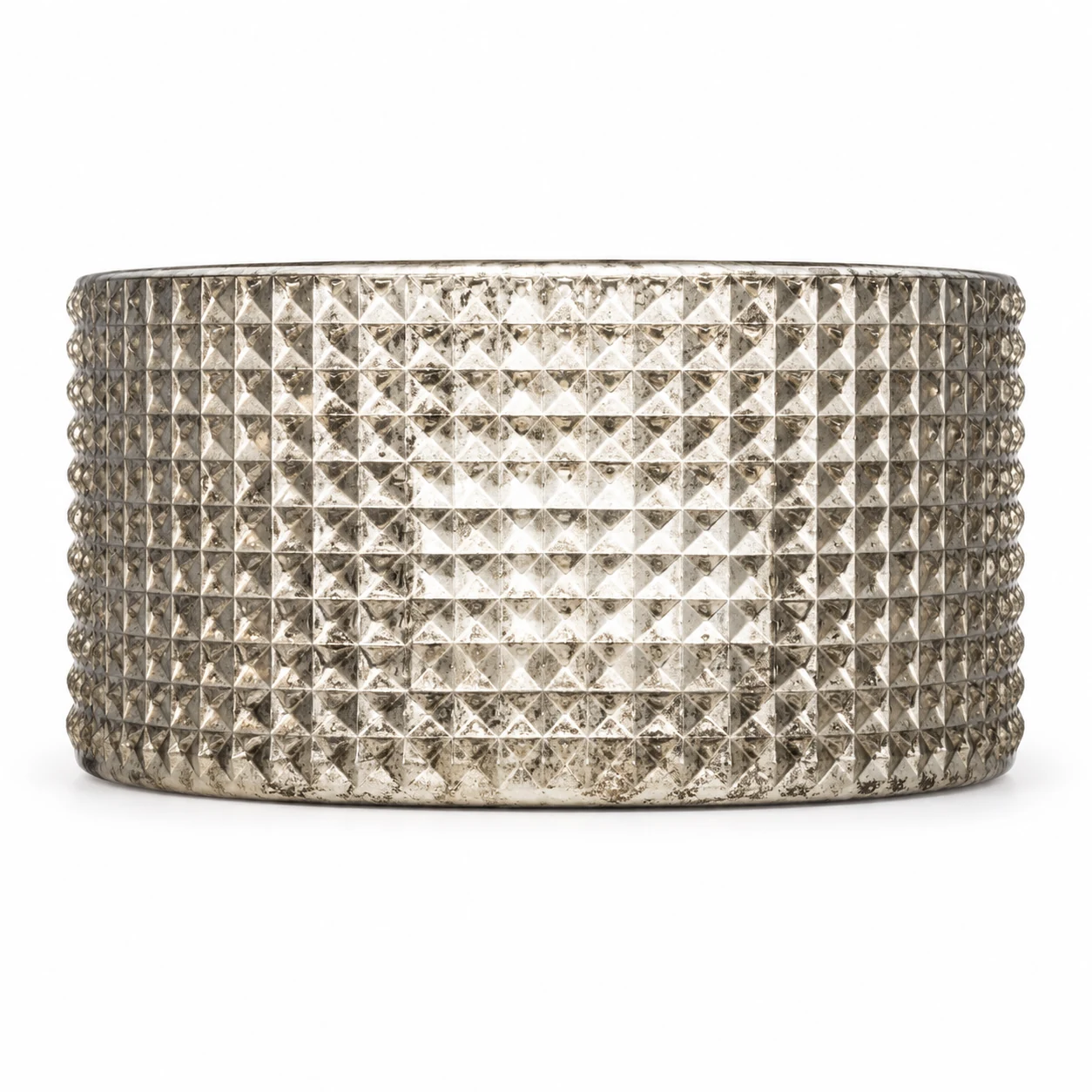 1050ml Diamond-Pattern Glass Candle Jar (VSS-CJ-049) — silver corroded