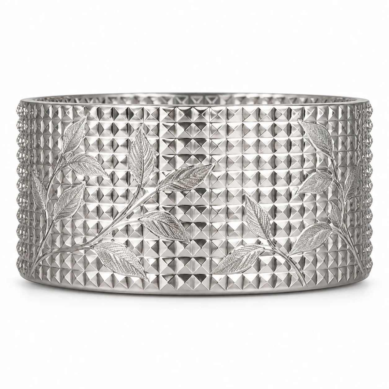 1050ml Diamond-Pattern Glass Candle Jar (VSS-CJ-049) — silver engraved