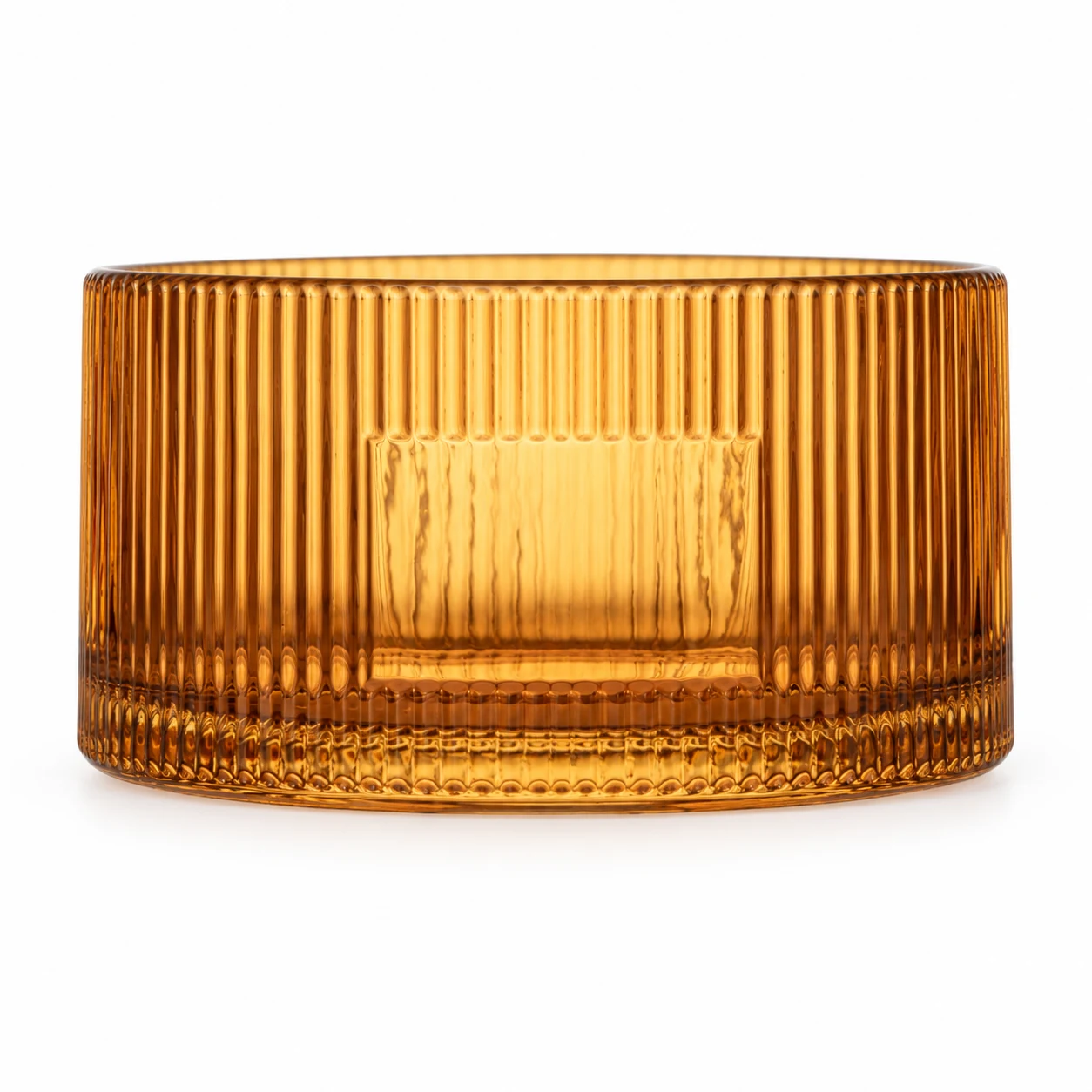 1050ml Ribbed Wide Glass Candle Jar (VSS-CJ-050) — amber