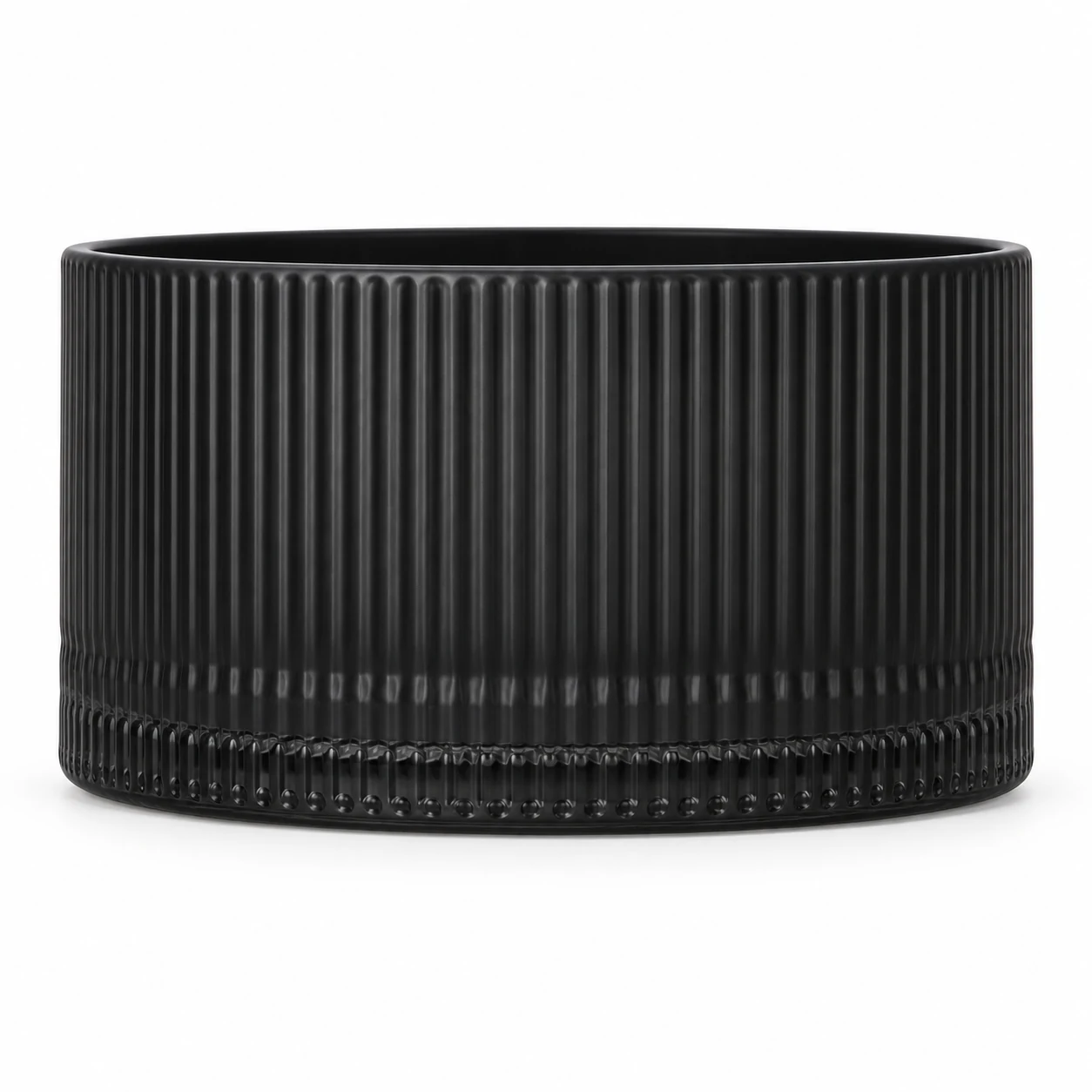 1050ml Ribbed Wide Glass Candle Jar (VSS-CJ-050) — black