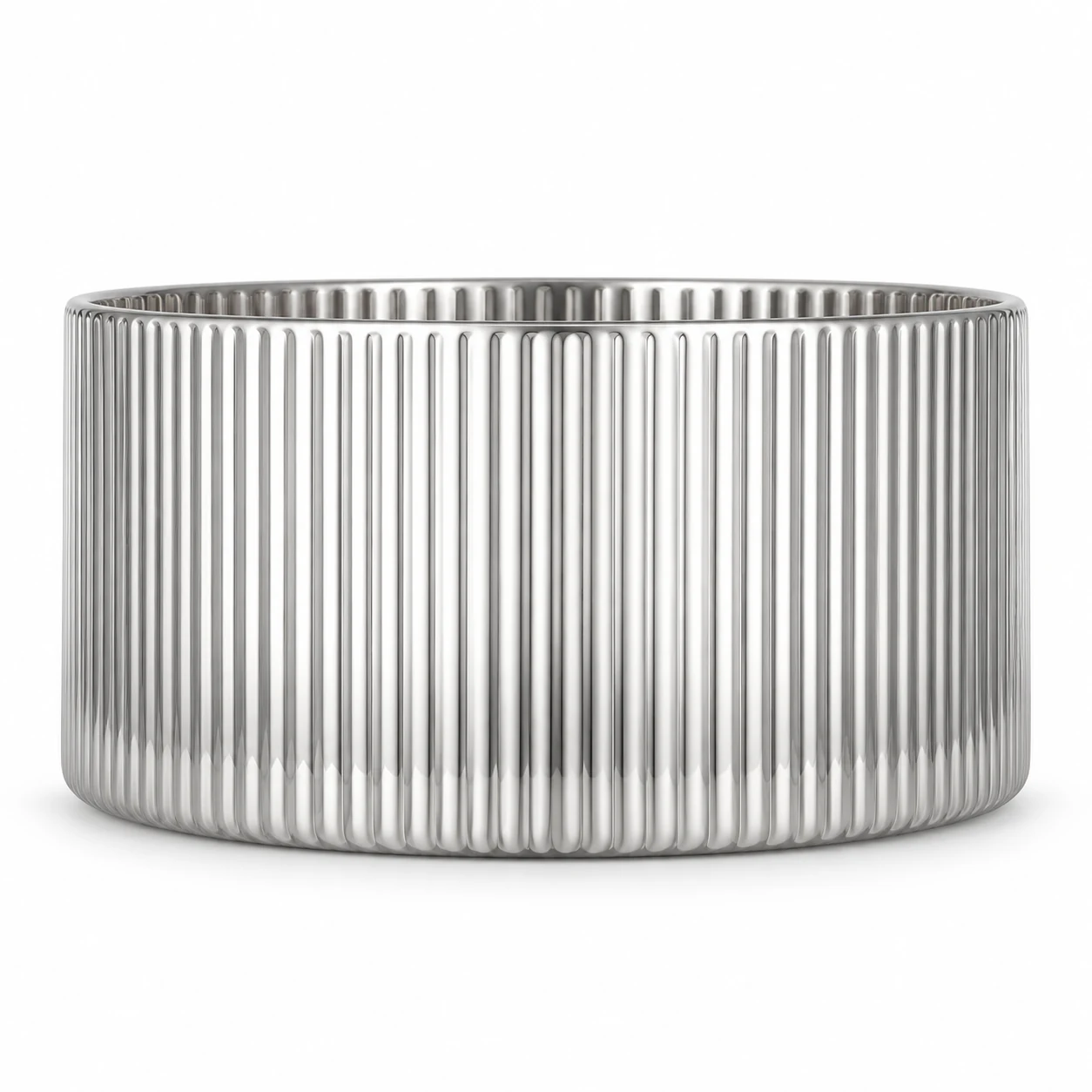 1050ml Ribbed Wide Glass Candle Jar (VSS-CJ-050) — silver