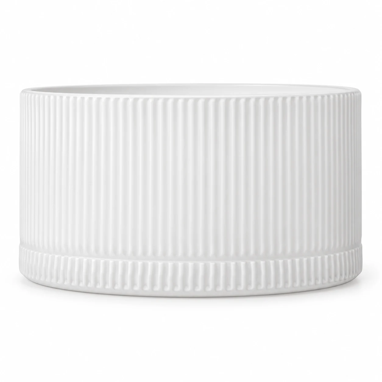 1050ml Ribbed Wide Glass Candle Jar (VSS-CJ-050) — white