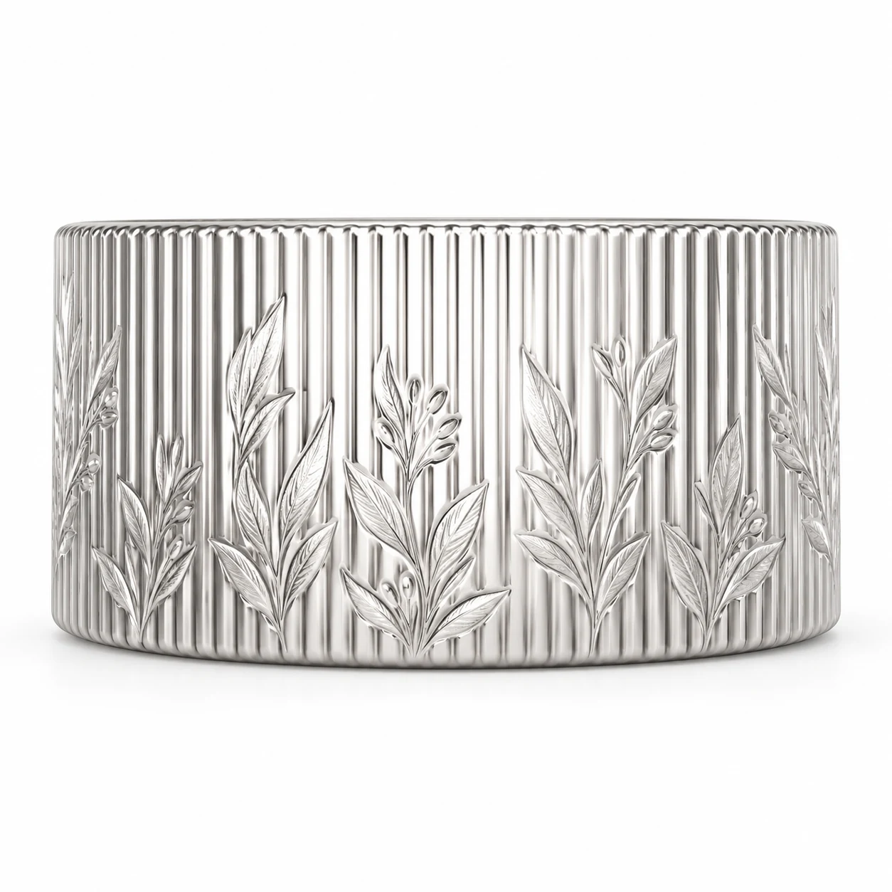 1050ml Ribbed Wide Glass Candle Jar (VSS-CJ-050) — silver engraved