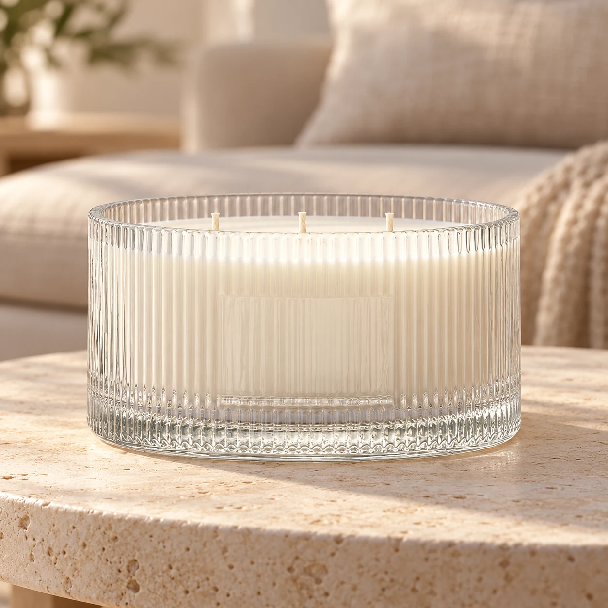 1050ml Ribbed Wide Glass Candle Jar (VSS-CJ-050) — lifestyle 01