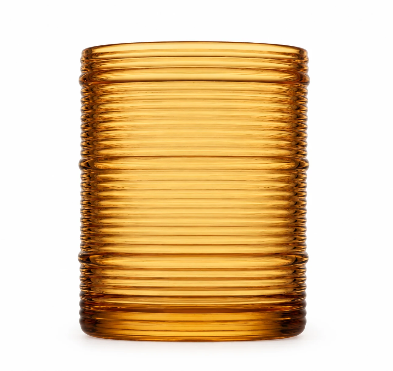 Horizontal Ribbed Glass Candle Jar (VSS-CJ-051) — amber