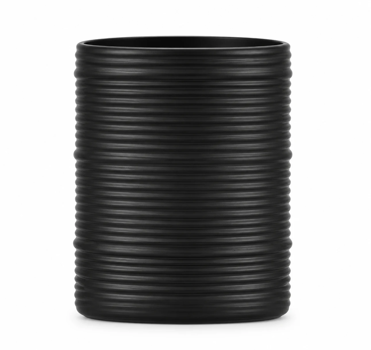 Horizontal Ribbed Glass Candle Jar (VSS-CJ-051) — matte black
