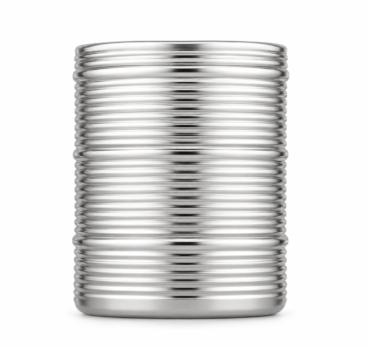 Horizontal Ribbed Glass Candle Jar (VSS-CJ-051) — silver