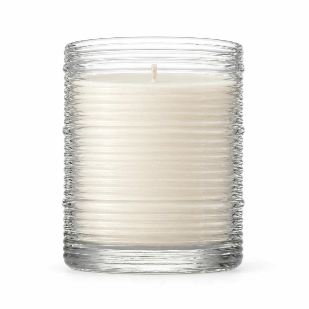 Horizontal Ribbed Glass Candle Jar (VSS-CJ-051) — clear wax