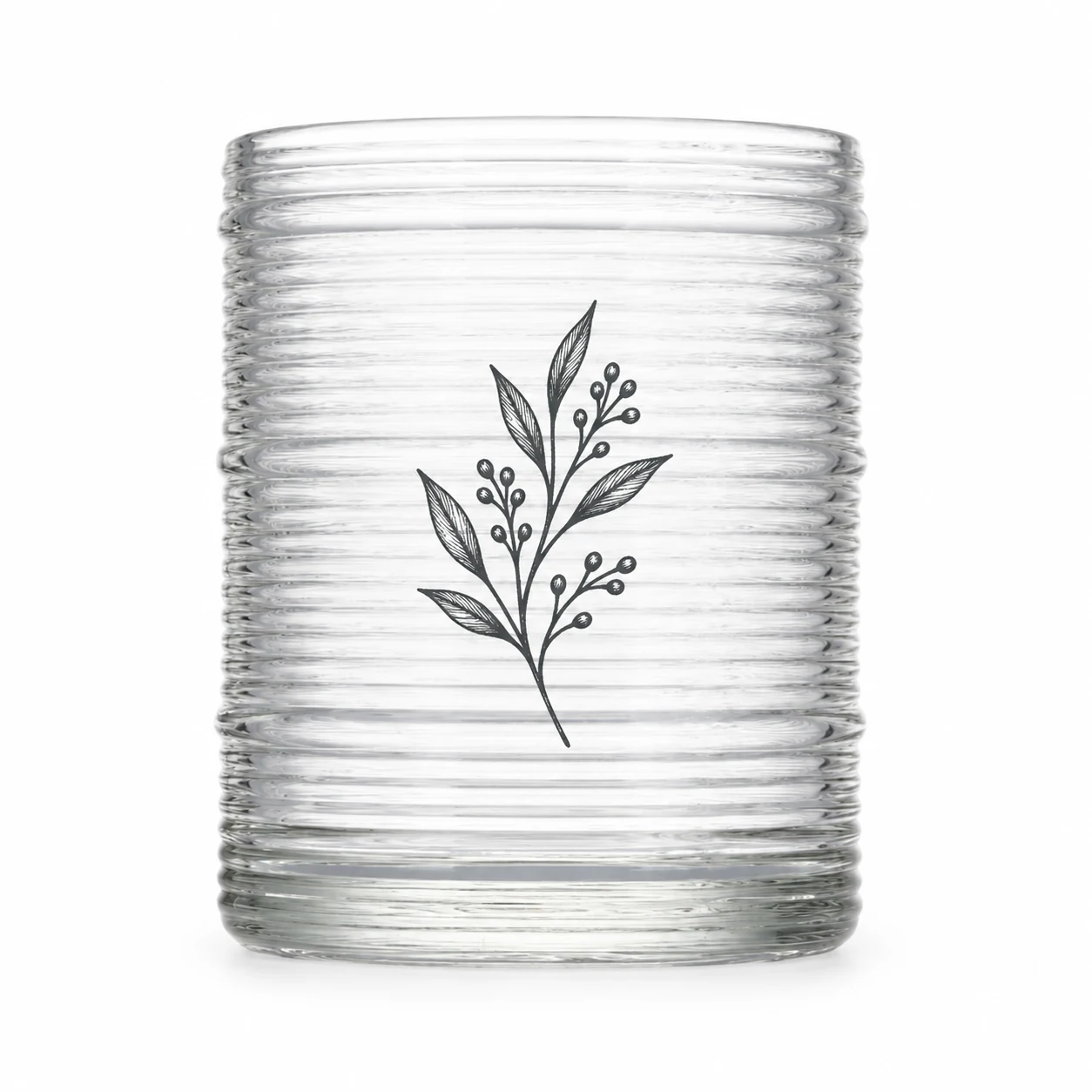 Horizontal Ribbed Glass Candle Jar (VSS-CJ-051) — screen printing