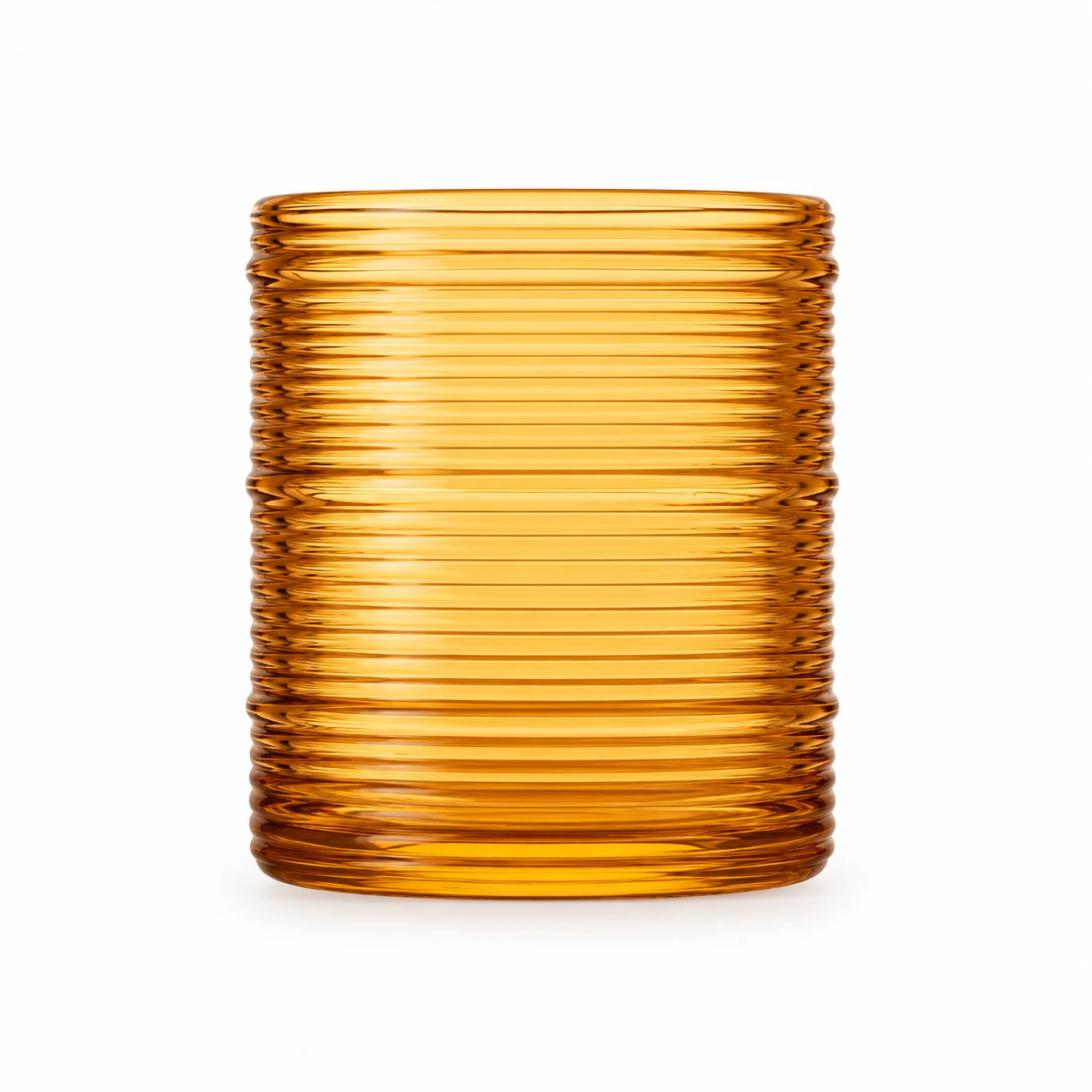 Horizontal Ribbed Glass Candle Jar (VSS-CJ-052) — amber