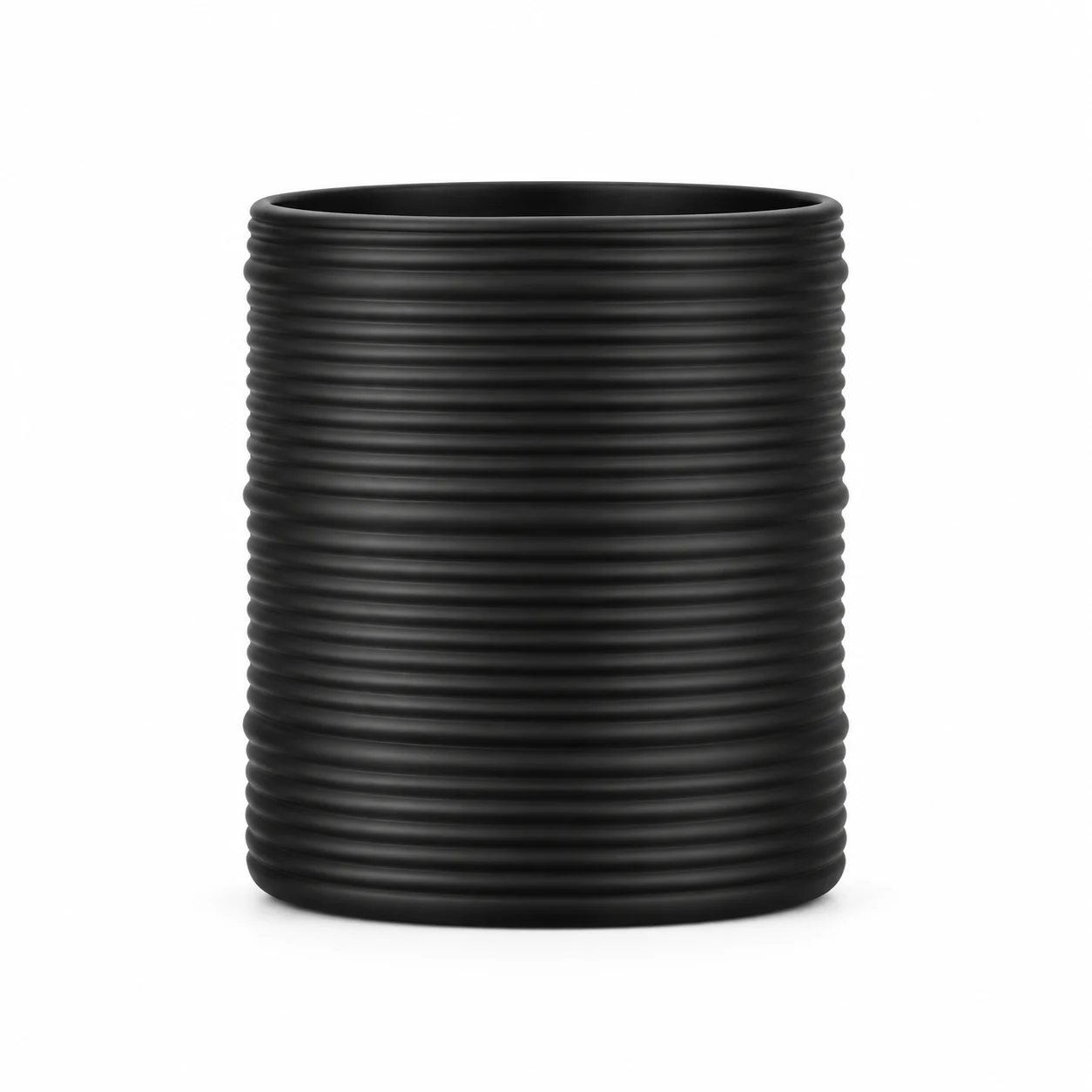Horizontal Ribbed Glass Candle Jar (VSS-CJ-052) — black