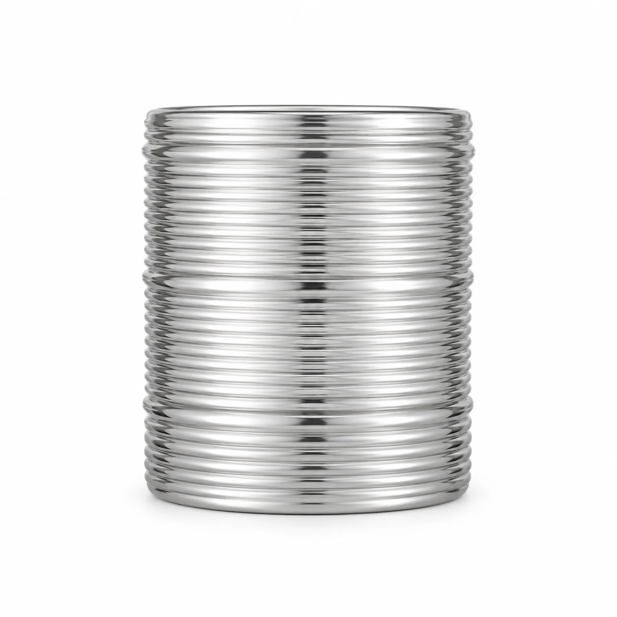 Horizontal Ribbed Glass Candle Jar (VSS-CJ-052) — silver