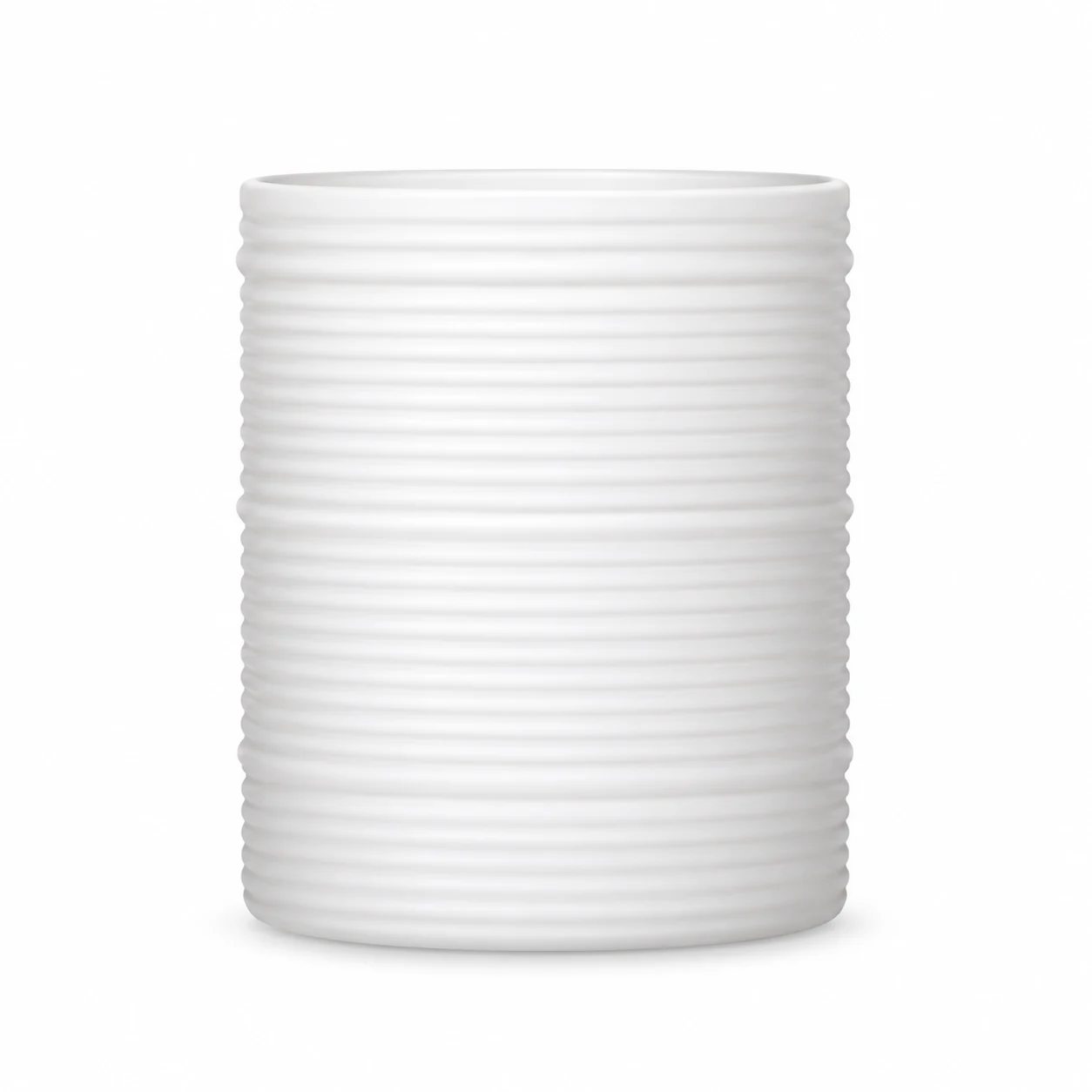 Horizontal Ribbed Glass Candle Jar (VSS-CJ-052) — matte white