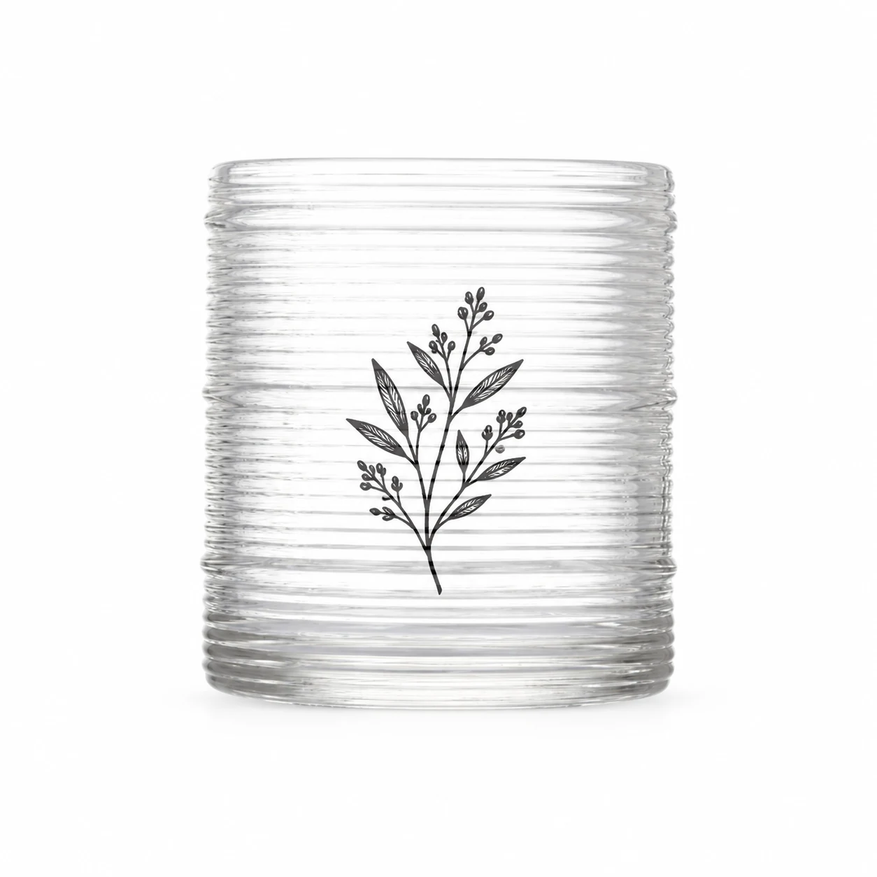 Horizontal Ribbed Glass Candle Jar (VSS-CJ-052) — screen printing