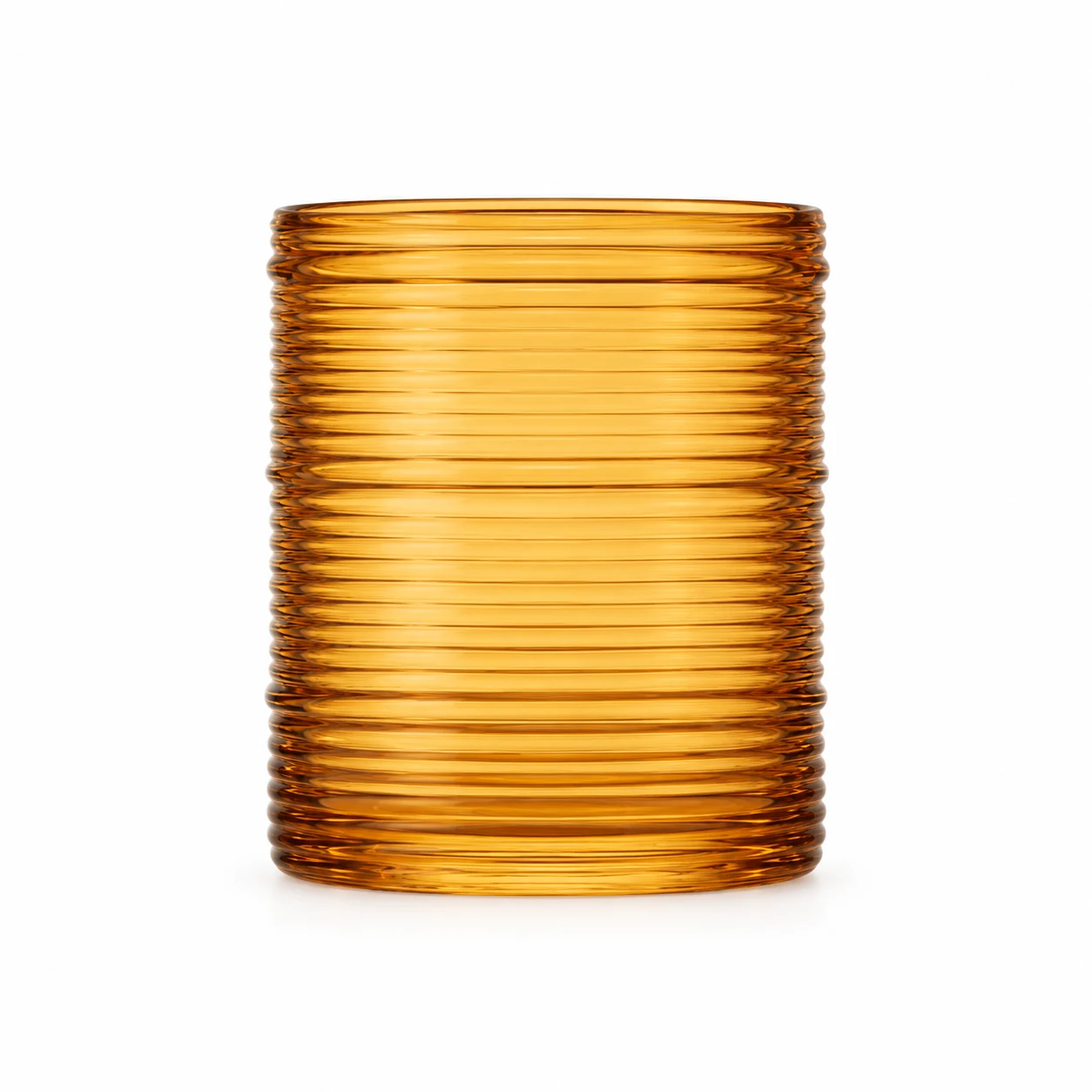 Horizontal Ribbed Glass Candle Jar (VSS-CJ-053) — amber