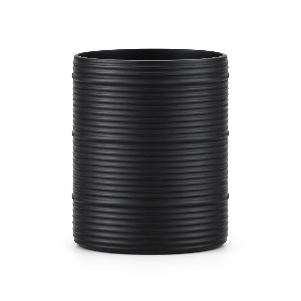 Horizontal Ribbed Glass Candle Jar (VSS-CJ-053) — black