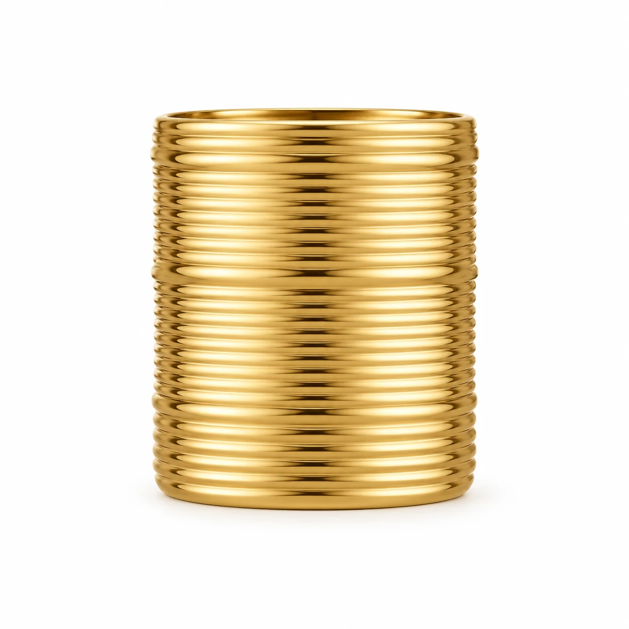 Horizontal Ribbed Glass Candle Jar (VSS-CJ-053) — gold