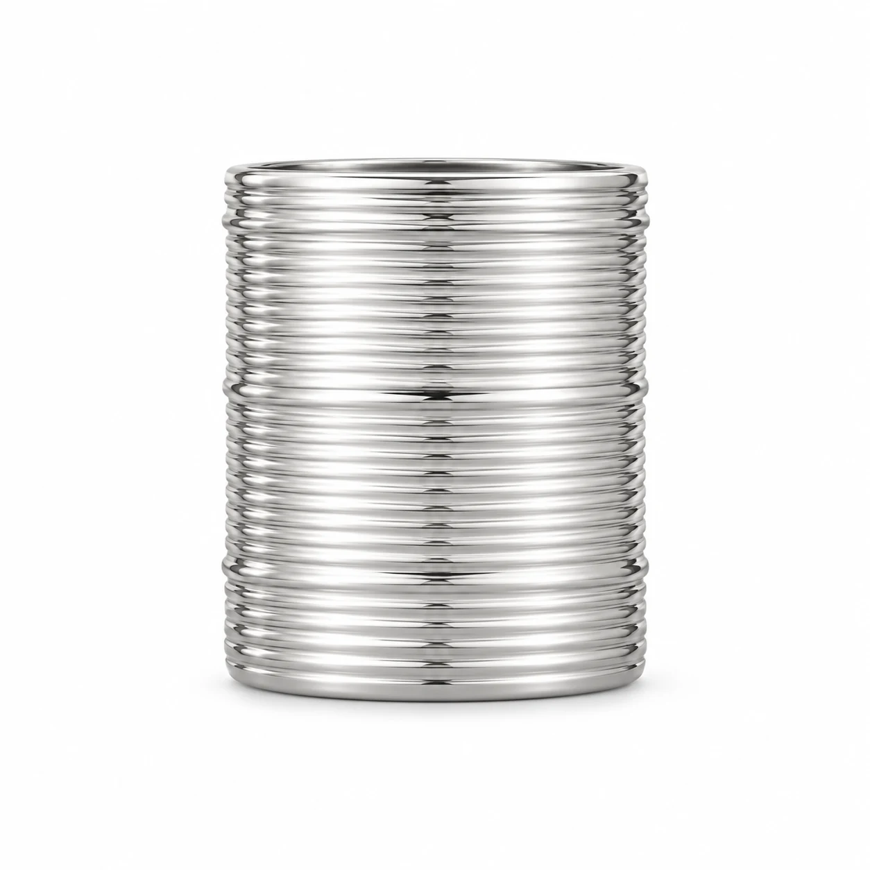 Horizontal Ribbed Glass Candle Jar (VSS-CJ-053) — silver