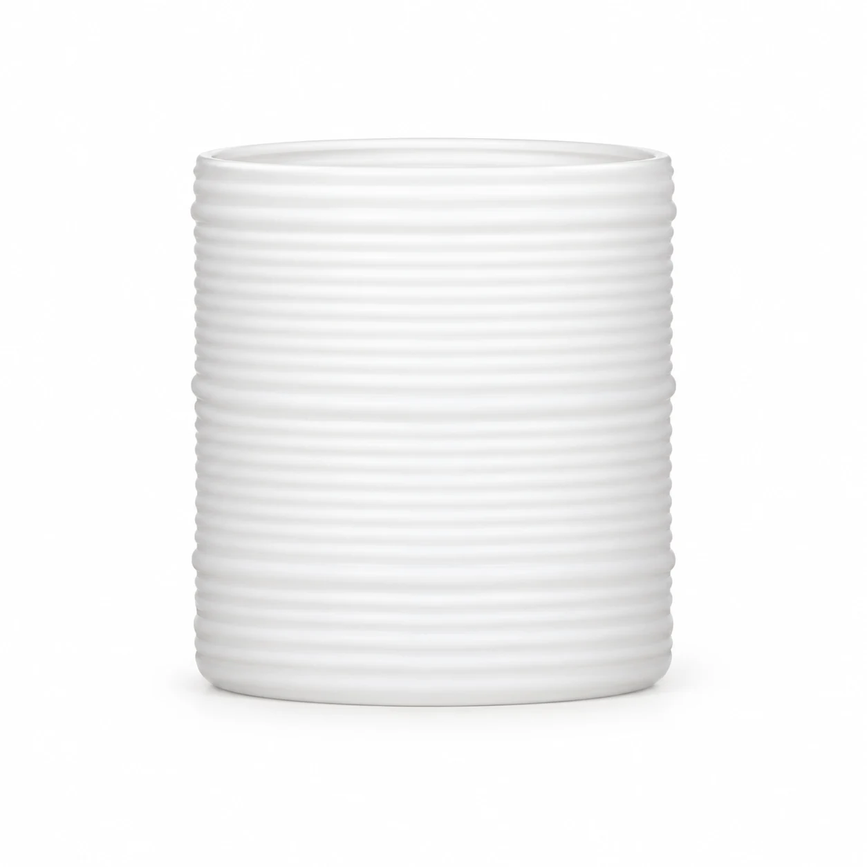 Horizontal Ribbed Glass Candle Jar (VSS-CJ-053) — white