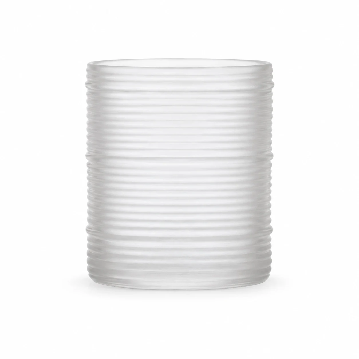Horizontal Ribbed Glass Candle Jar (VSS-CJ-053) — frosted