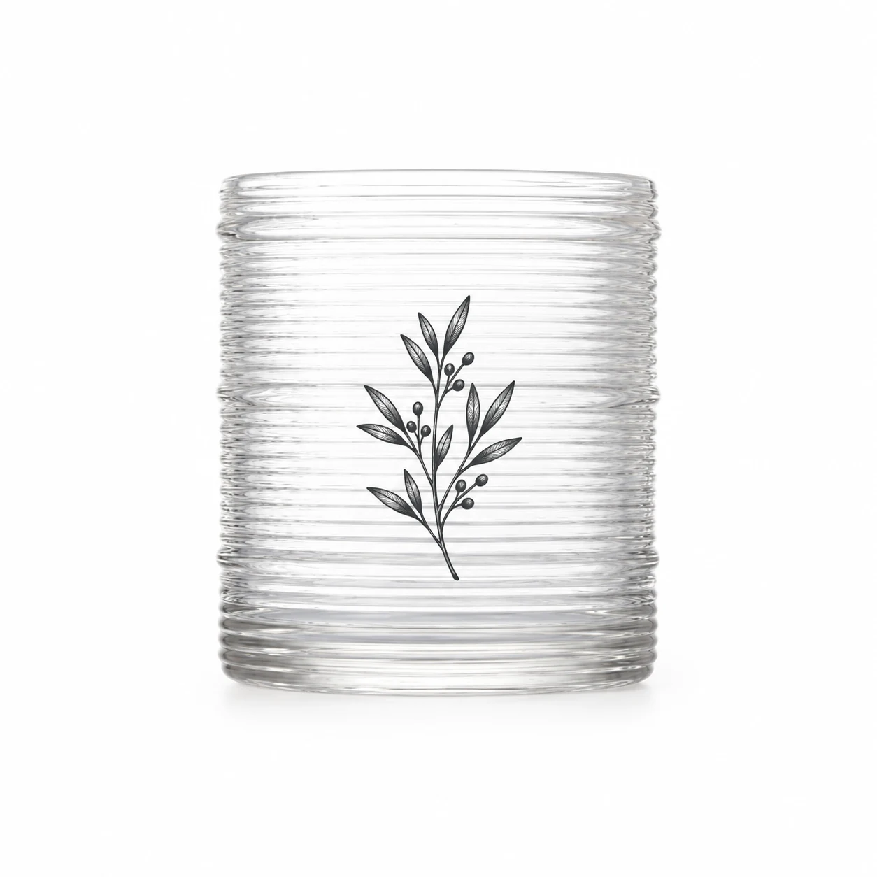 Horizontal Ribbed Glass Candle Jar (VSS-CJ-053) — screen printing