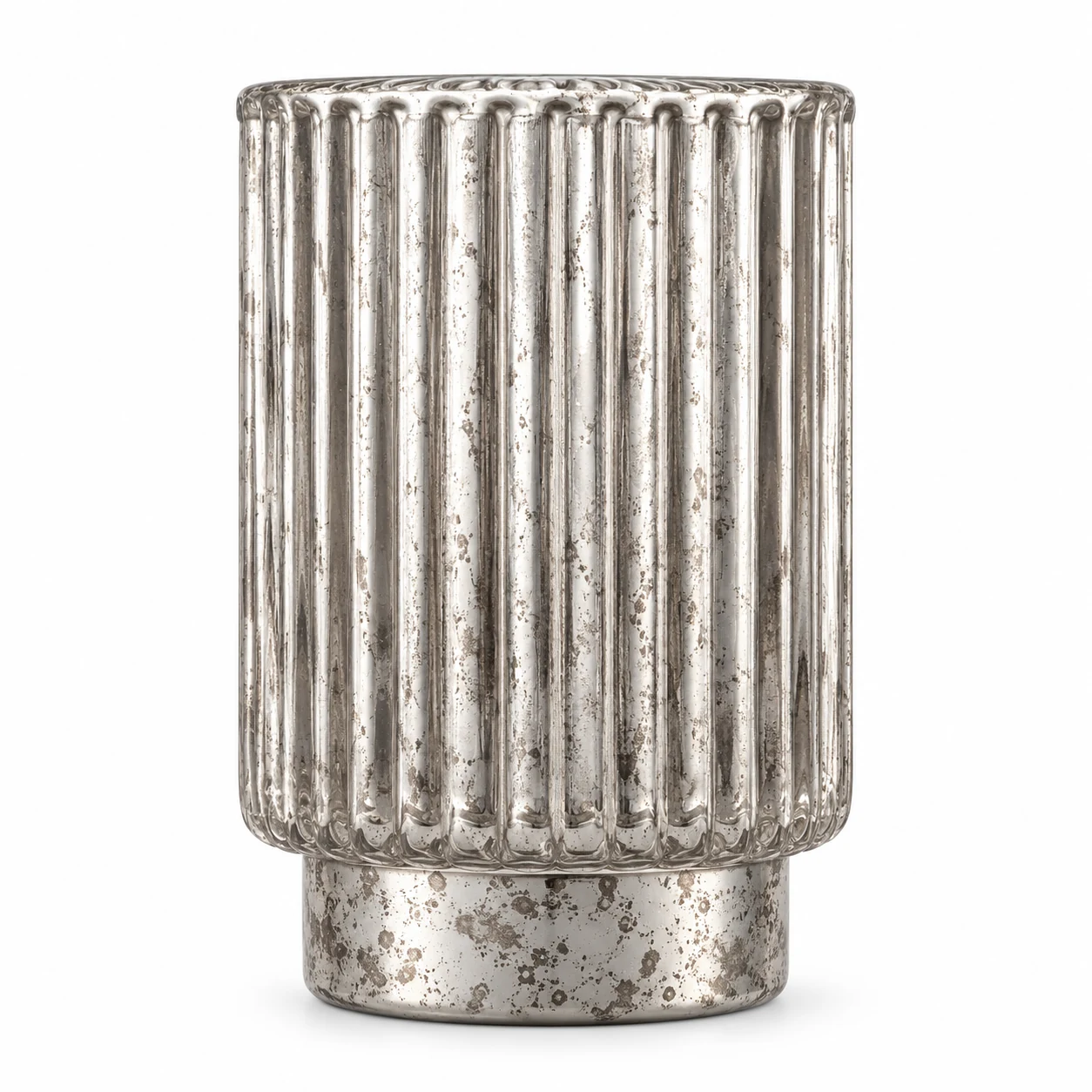 450ml Fluted Pedestal Glass Candle Jar - VSS-CJ-054 — silver corroded