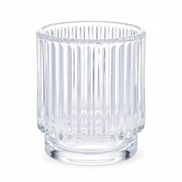 Fluted Pedestal Glass Candle Jar (VSS-CJ-055) — clear