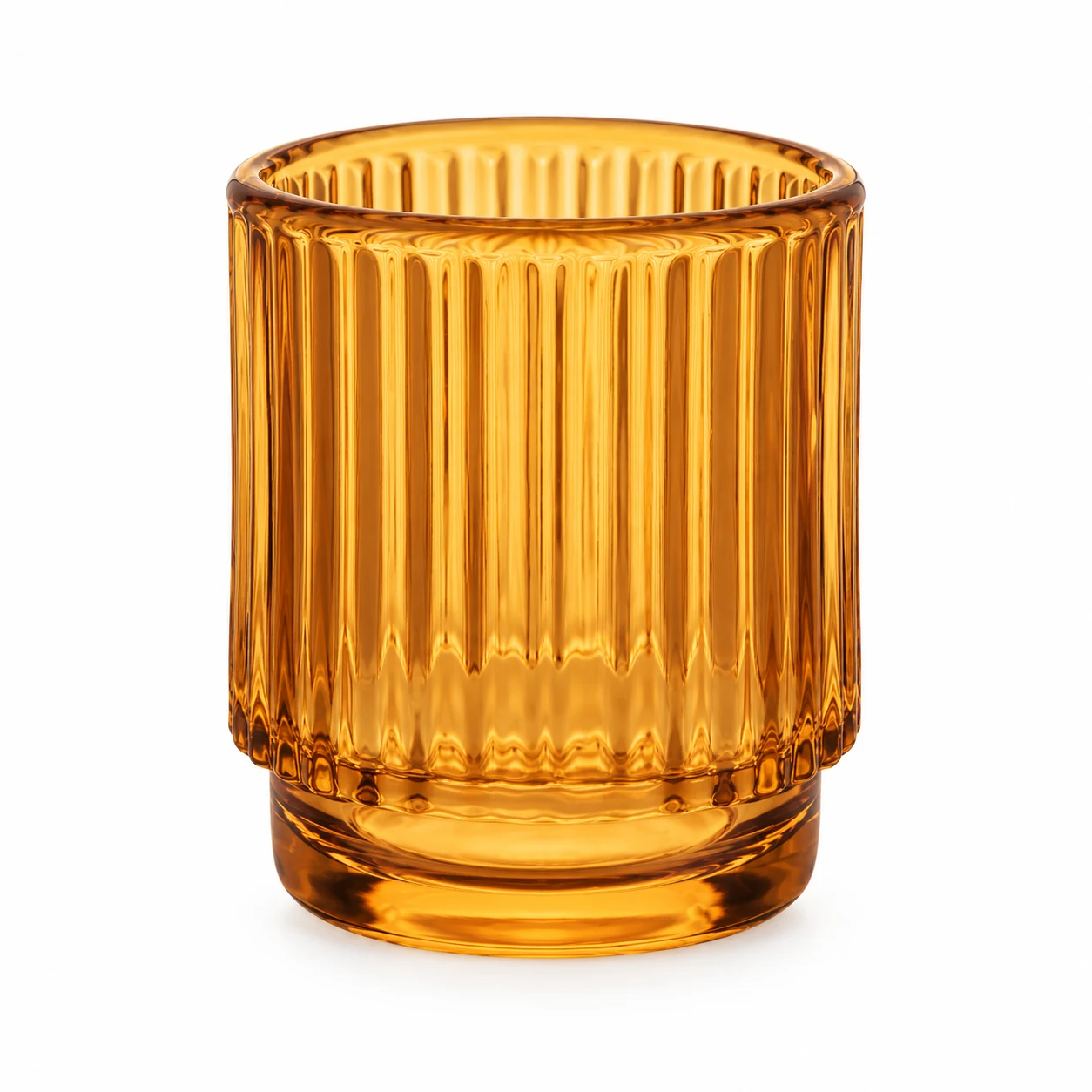 Fluted Pedestal Glass Candle Jar (VSS-CJ-055) — amber