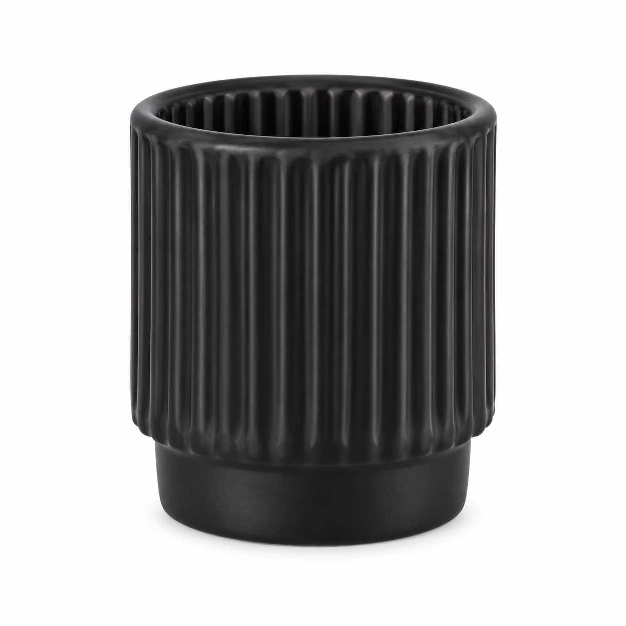 Fluted Pedestal Glass Candle Jar (VSS-CJ-055) — black