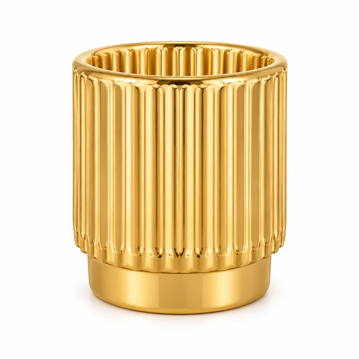 Fluted Pedestal Glass Candle Jar (VSS-CJ-055) — gold