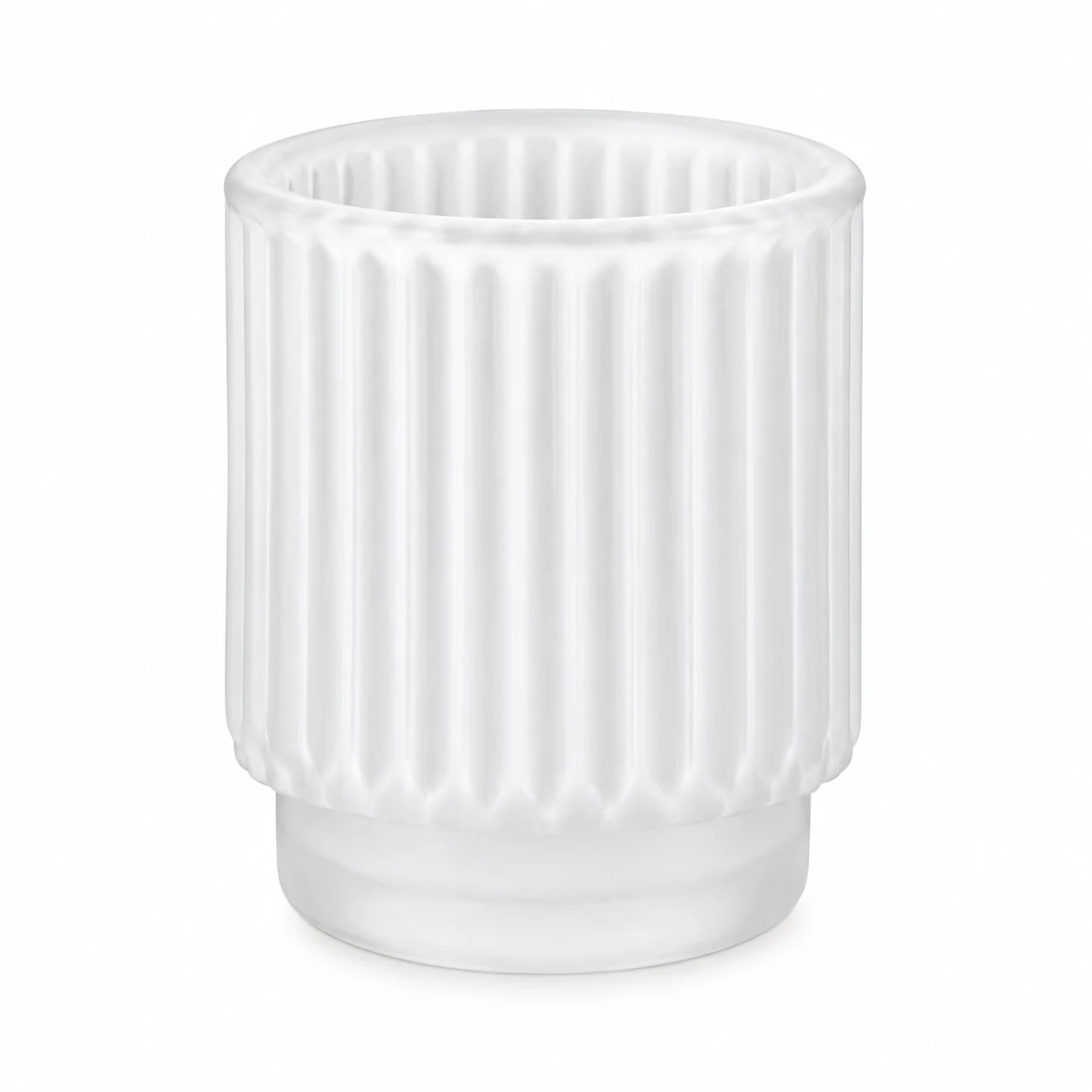 Fluted Pedestal Glass Candle Jar (VSS-CJ-055) — white