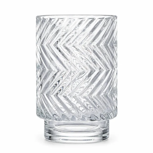 450ml Chevron Pedestal Glass Candle Jar - VSS-CJ-056 — clear