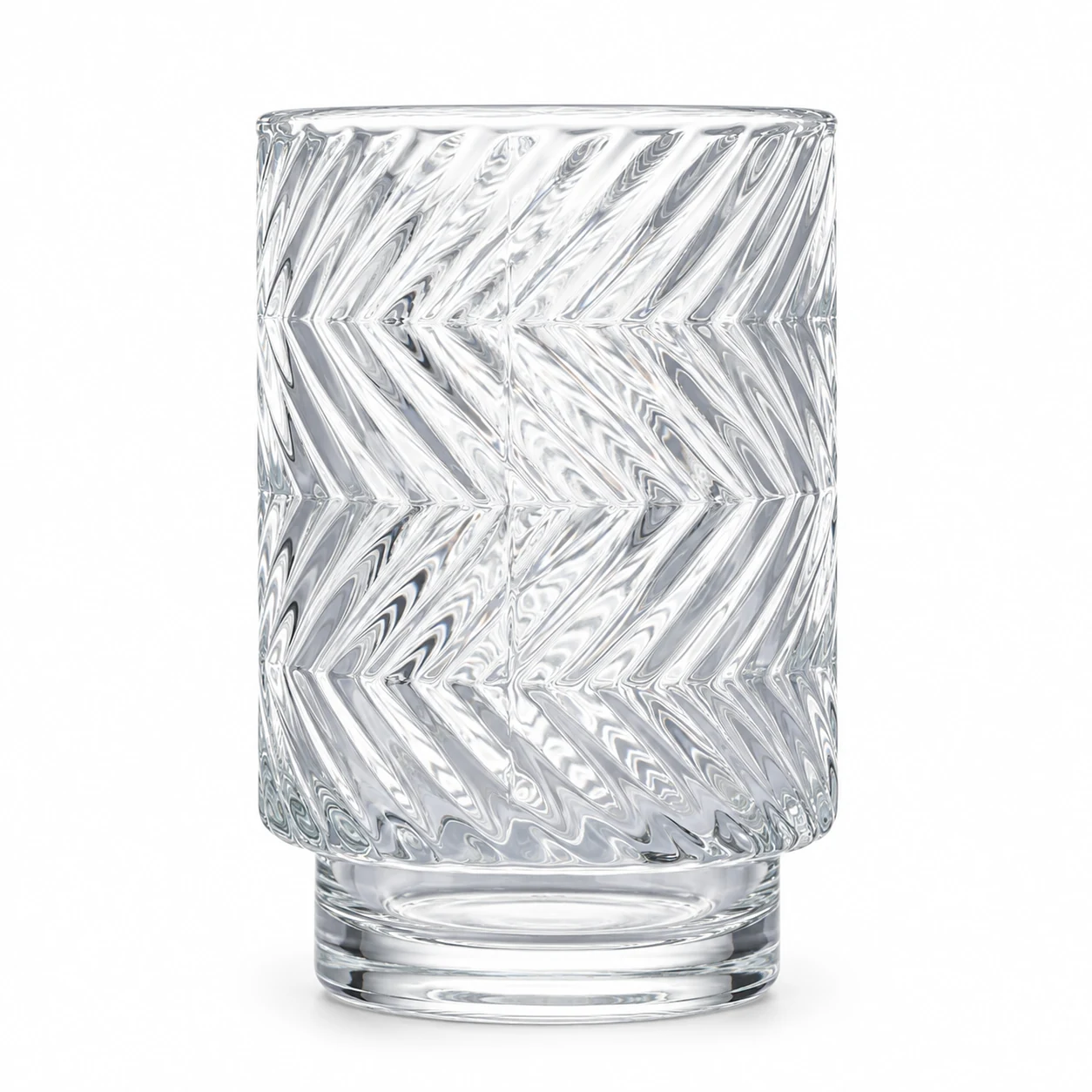 450ml Chevron Pedestal Glass Candle Jar - VSS-CJ-056 — clear