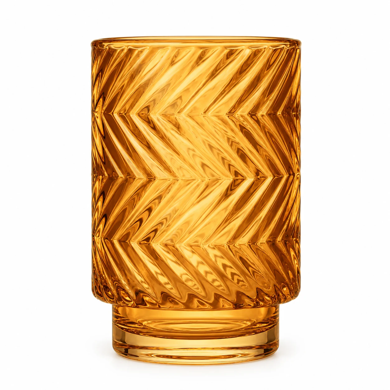 450ml Chevron Pedestal Glass Candle Jar - VSS-CJ-056 — amber