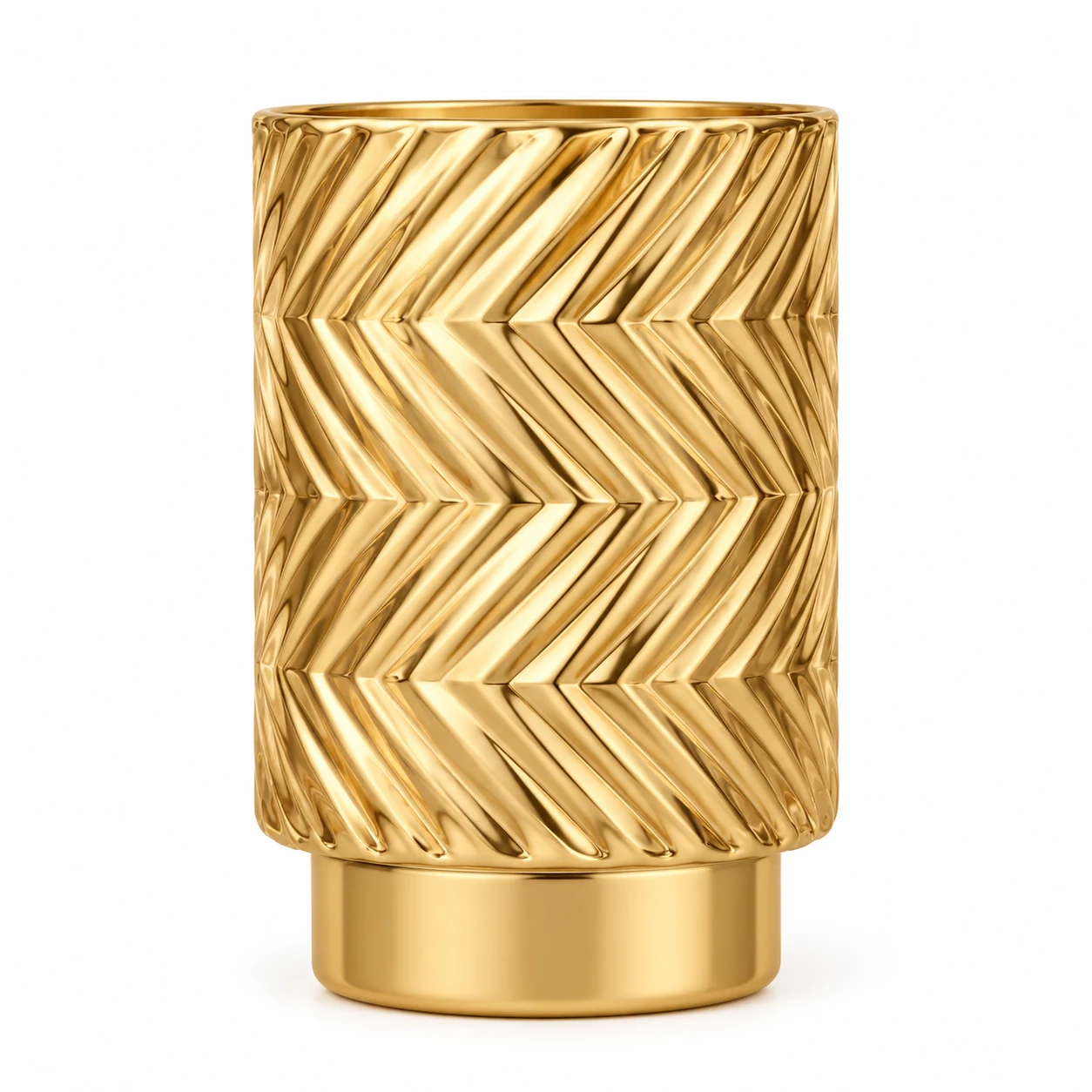 450ml Chevron Pedestal Glass Candle Jar - VSS-CJ-056 — gold
