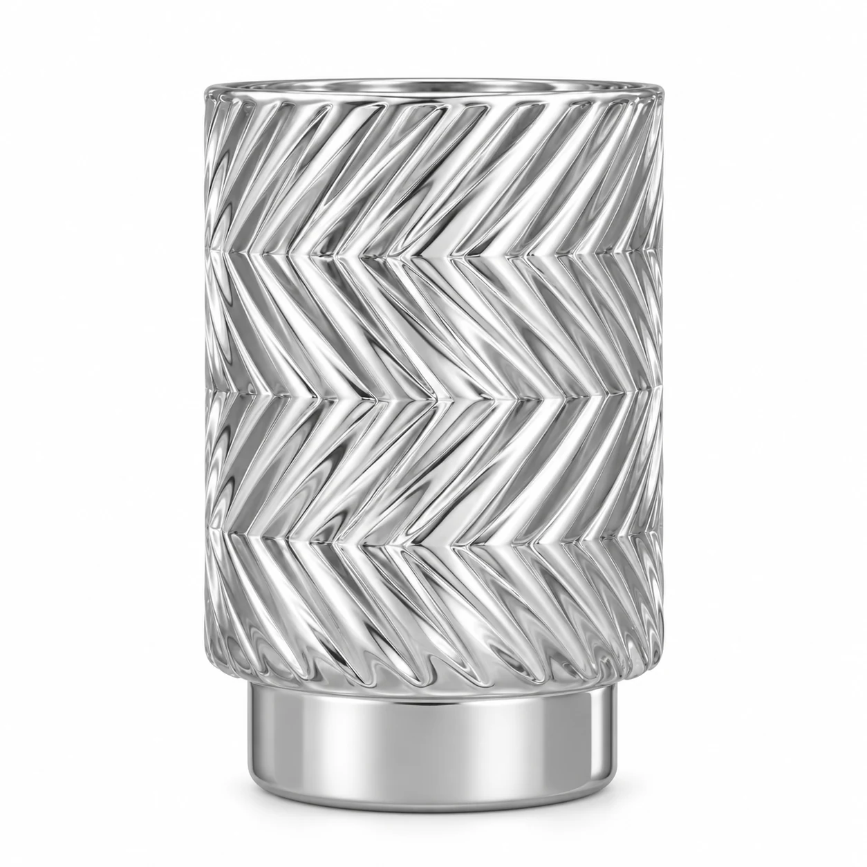 450ml Chevron Pedestal Glass Candle Jar - VSS-CJ-056 — silver