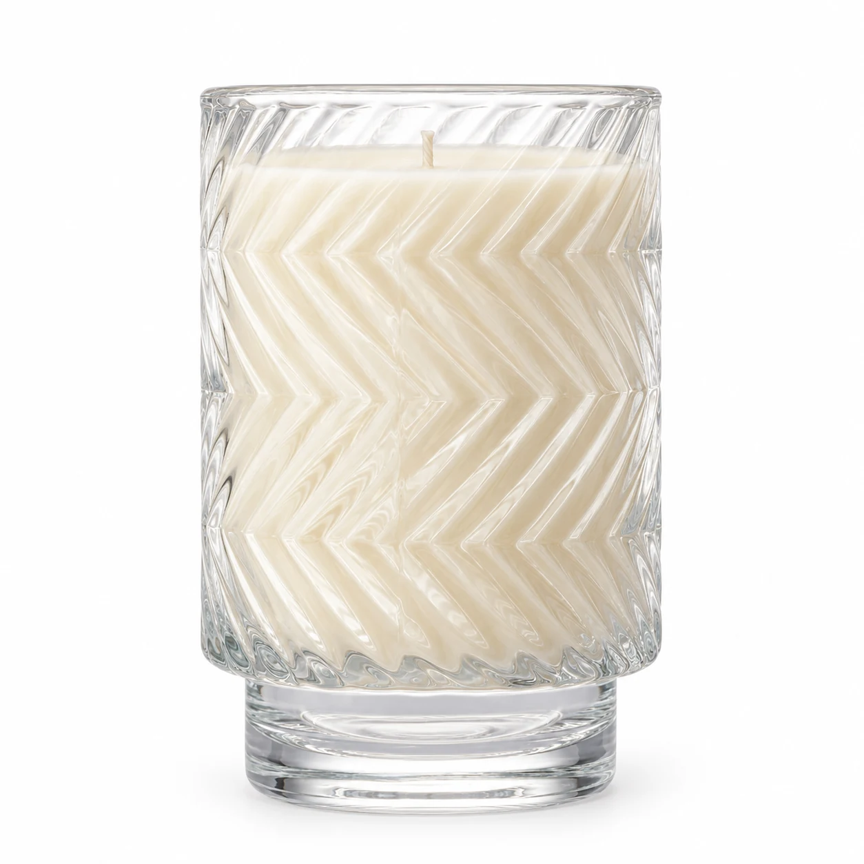 450ml Chevron Pedestal Glass Candle Jar - VSS-CJ-056 — clear wax