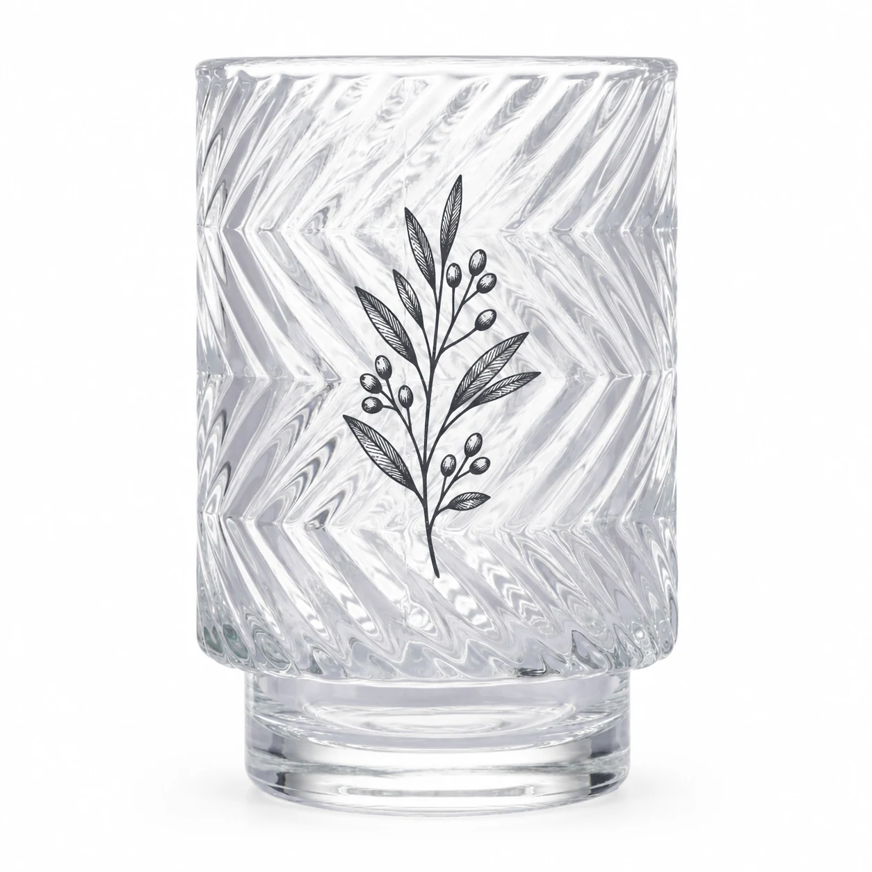 450ml Chevron Pedestal Glass Candle Jar - VSS-CJ-056 — screen printing
