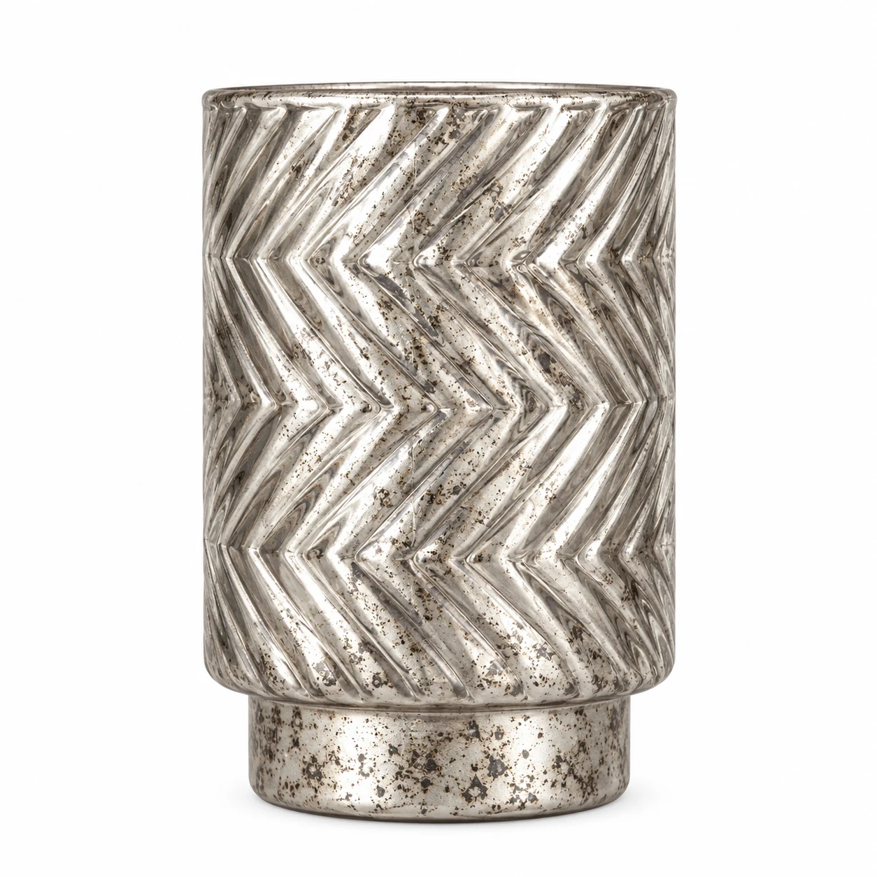 450ml Chevron Pedestal Glass Candle Jar - VSS-CJ-056 — silver corroded