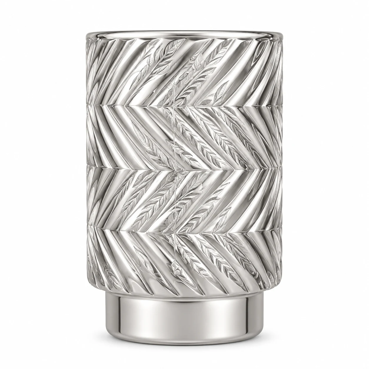 450ml Chevron Pedestal Glass Candle Jar - VSS-CJ-056 — silver engraved