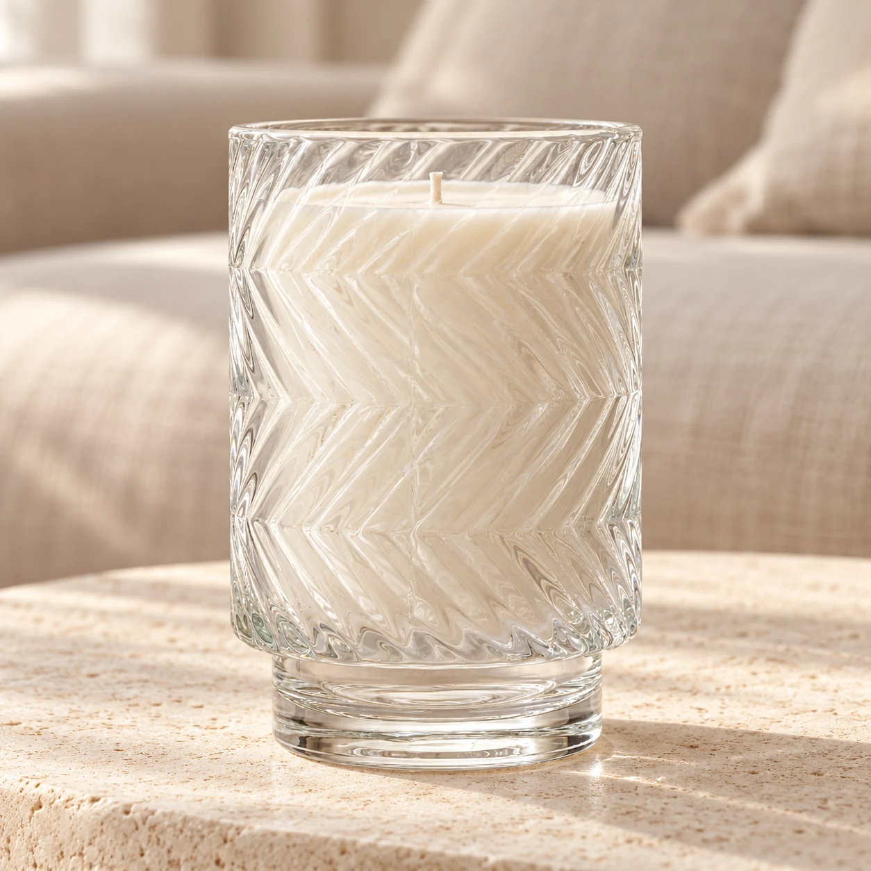 450ml Chevron Pedestal Glass Candle Jar - VSS-CJ-056 — lifestyle 01