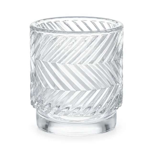 180ml Chevron Pedestal Glass Candle Jar - VSS-CJ-057 — clear