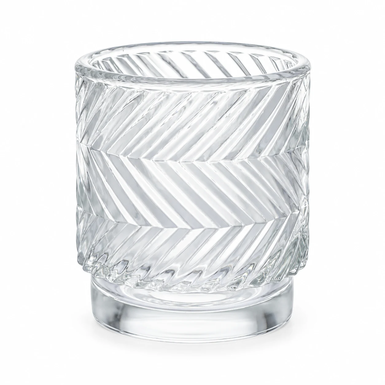 180ml Chevron Pedestal Glass Candle Jar - VSS-CJ-057 — clear
